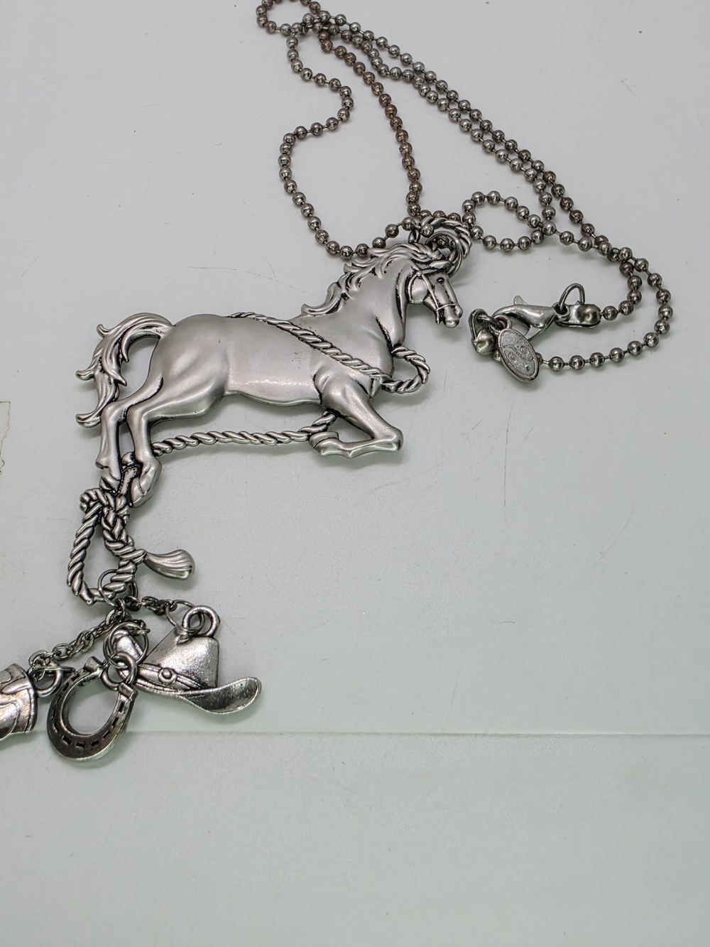 Vintage Western Horse Equestrian Pendant Charm Necklace Cowboy Boot Hat Rodeo